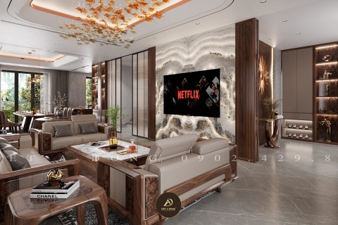Thiết kế nội thất biệt thự gỗ óc chó tại Hồ Tây - Anh Sơn